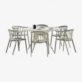 Valerie Ronde Aluminium Tafelset Ø125 Cm En 6 Ivor Tuinstoelen Van Polypropyleen Groene Lauerl - Sklum