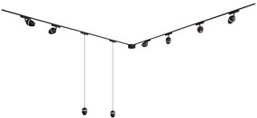 LED Railsysteem met 6 Spot / Opbouwspot / Plafondspots en 2 hanglampen zwart 1-fase - Magnetic Eggy Modern Binnenverlichting Lamp