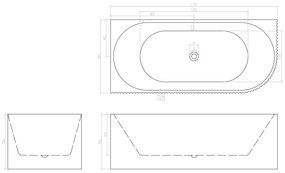 Badstuber Bali hoekbad met ribbel links 170x80cm wit