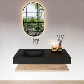Zaro Alan badmeubel 110cm met planchet washed oak en vrijhangende wastafel cloud links zonder kraangat urban