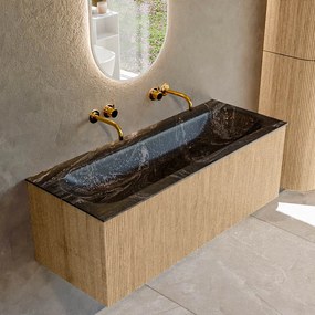 Mondiaz Kurve-dlux 120cm badmeubel oak met 1 lade en wastafel big large midden zonder kraangat lava