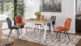 AVERY eik Craft Goud/ onderkant wit - LOFT/INDUSTRIËLE TAFEL VOOR WOONKAMER / EETKAMER UITKLAPBAAR TOT 330 cm!