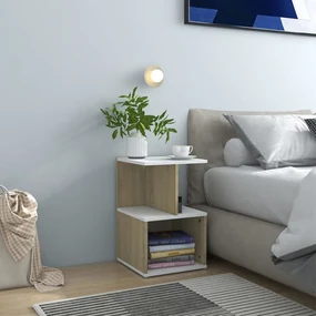 vidaXL Nachtkastjes 2 st 35x35x55 cm spaanplaat wit sonoma eikenkleur