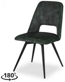 Eetkamerstoel - Malmo - Draaibaar - stof Velours Adore Hunter groen