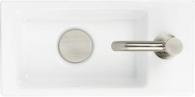 Saqu Trento fonteinset met RVS-look kraan links glanzend wit keramiek