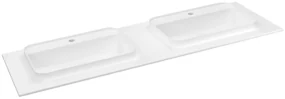 Sapho Brahea dubbele wastafel 150x50cm solid surface wit mat met smalle rand en kraangat