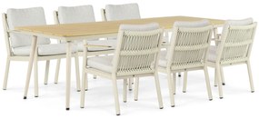 Tuinset 6 personen 240 cm Aluminium/rope Taupe Coco Sevilla/Matale