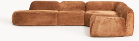 XL modulaire teddy bouclé hoekbank Wolke (4-zits) met chaise longue