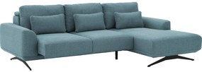 Goossens Excellent Bank Princess blauw, stof, 2,5-zits, elegant chic met chaise longue rechts