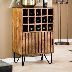 Wijnkast Van Mango Hout - 56x35x90cm.