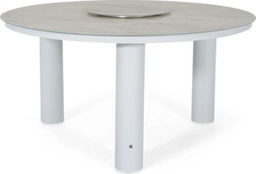 Dining Tuintafel rond 150 cm met lazy susan Wit Arancia
