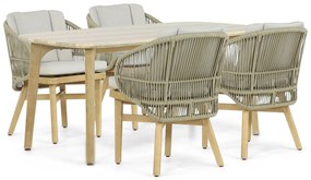 Tuinset 4 personen 170 cm Teakhout/rope Naturel teak Coco Almeria/Almeria