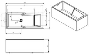 Riho Still Shower hoekbad 180x80cm links wit glans