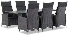 Tuinset 6 personen 220 cm Wicker Zwart Garden Collections Madera/Graniet
