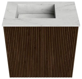 Mondiaz Joya DLux 40cm toiletmeubel walnut met wastafel faye links 1 kraangat opalo