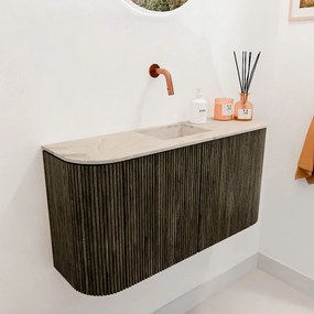 Mondiaz Joya DLux 85cm toiletmeubel ronding links/rechts shadow met wastafel faye midden zonder kraangat frappe
