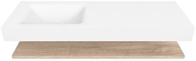 Zaro Alan badmeubel 140cm met planchet washed oak en vrijhangende wastafel cloud links 1 kraangat talc