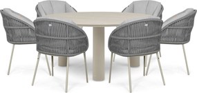 Tuinset Ronde Tuintafel 6 personen 158 cm Rope Zand/Beige  Santika Furniture Santika