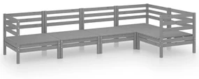 vidaXL 5-delige Loungeset massief grenenhout grijs