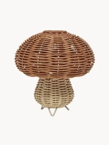 Handgemaakte mobiele tafellamp Mushroom van rotan