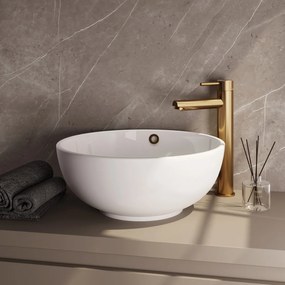 Brauer Stripe verhoogde wastafelkraan model A met ColdStart messing geborsteld PVD