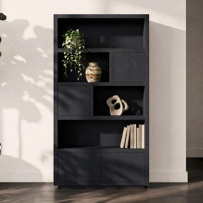 Hoge Kast Zwart Eiken 120 Cm - 120x42x220cm.
