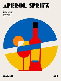 Ilustratie Aperol Spritz Cocktail Bauhaus Art Print, Retrodrome