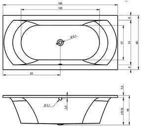 Riho Lima bubbelbad 190x90cm wit glans met touchbediening, 6 + 4 + 2 hydrojets en 10 aerojets