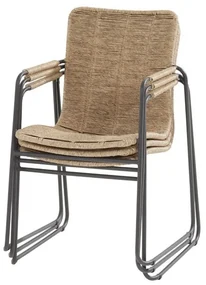 Taste by 4 Seasons Palma tuinset naturel met Basso tafel teak blad Ø 130 cm  Tuinset    beige weerbestendig