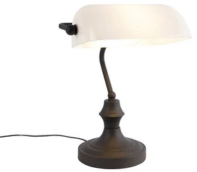 Klassieke notarislamp zwart met opaal glas - Banker Klassiek / Antiek E27 Binnenverlichting Lamp