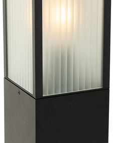 Smart staande buitenlamp met dimmer zwart met ribbel glas 80 cm incl. Wifi A60 - Charlois Modern E27 IP44 Buitenverlichting