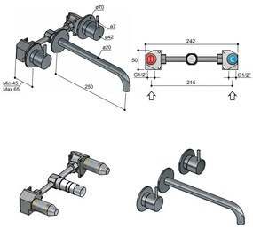 Hotbath Cobber inbouw wastafelkraan 25cm messing geborsteld PVD