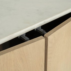 Wandkast Eiken Met Wit Marmer - 120x40x140cm.