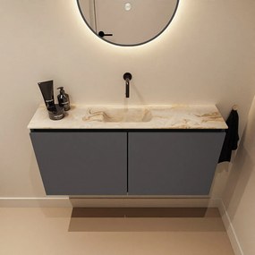 Mondiaz Ture DLux toiletmeubel 100cm dark grey met wastafel frappe midden zonder kraangat