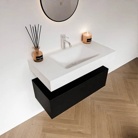 Zaro Alan badmeubel 90cm urban 1 lade met vrijhangende wastafel cloud midden 1 kraangat talc