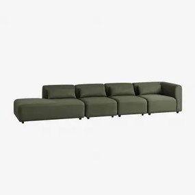 Fogler 4-delige Modulaire Hoekbank Met Chaise Longue Chenille Groen – Salie - Sklum