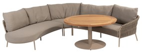 Comino Saba low lounge dining set 130 cm rond 4 delig teak latte 4 Seasons  Outdoor