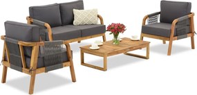 Acaciahouten tuinmeubelen Mumbai Coffee 4 met Garden Point poefs