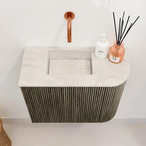 Mondiaz Joya DLux 50cm toiletmeubel ronding rechts shadow met wastafel faye links zonder kraangat ostra