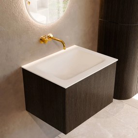 Mondiaz Kurve 60cm badmeubel shadow met 1 lade en wastafel cloud midden zonder kraangat