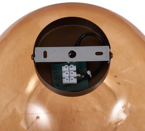 Art Deco plafondlamp donkerbrons met bruin glas - Sandra