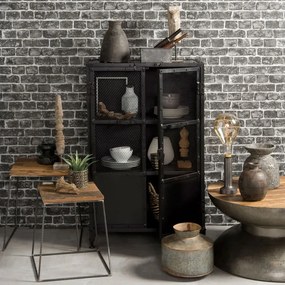 Zwart Metalen Kast Industrieel - 76x40x122cm.