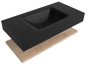 Zaro Alan badmeubel 90cm met planchet washed oak en vrijhangende wastafel cloud midden zonder kraangat urban