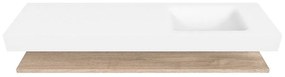 Zaro Alan badmeubel 170cm met planchet washed oak en vrijhangende wastafel cloud rechts 1 kraangat talc