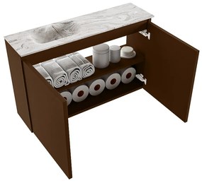 Mondiaz Ture DLux toiletmeubel 80cm rust met wastafel glace links met kraangat