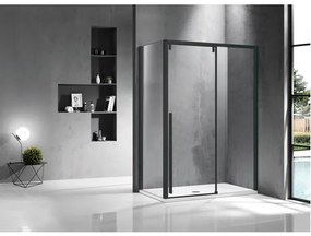 Saniclass Neptune douchecabine 130x100cm met schuifdeur 8mm veiligheidsglas met anti kalk zwart mat sw491384/sw491397