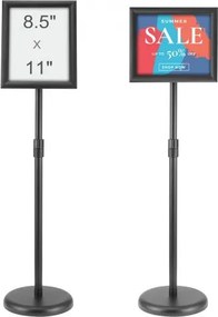 VEVOR Informatiestandaard met voet 279 x 216 mm Infostandaard Verstelbare hoogte 820-1250 mm Posterstandaard, robuuste bordhouderstandaard gevuld met zand of water, voor displays, reclame