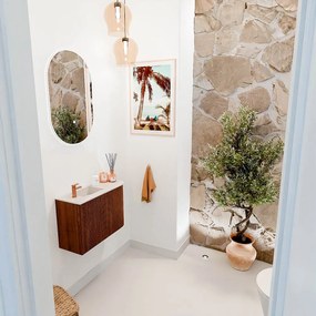Mondiaz Joya DLux 60cm toiletmeubel ronding rechts ruby met wastafel faye links 1 kraangat meli