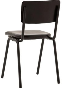 Goossens Eetkamerstoel Chaplin zwart leer leuning, urban industrieel