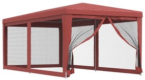vidaXL Partytent met 6 mesh zijwanden 3x6 m HDPE rood